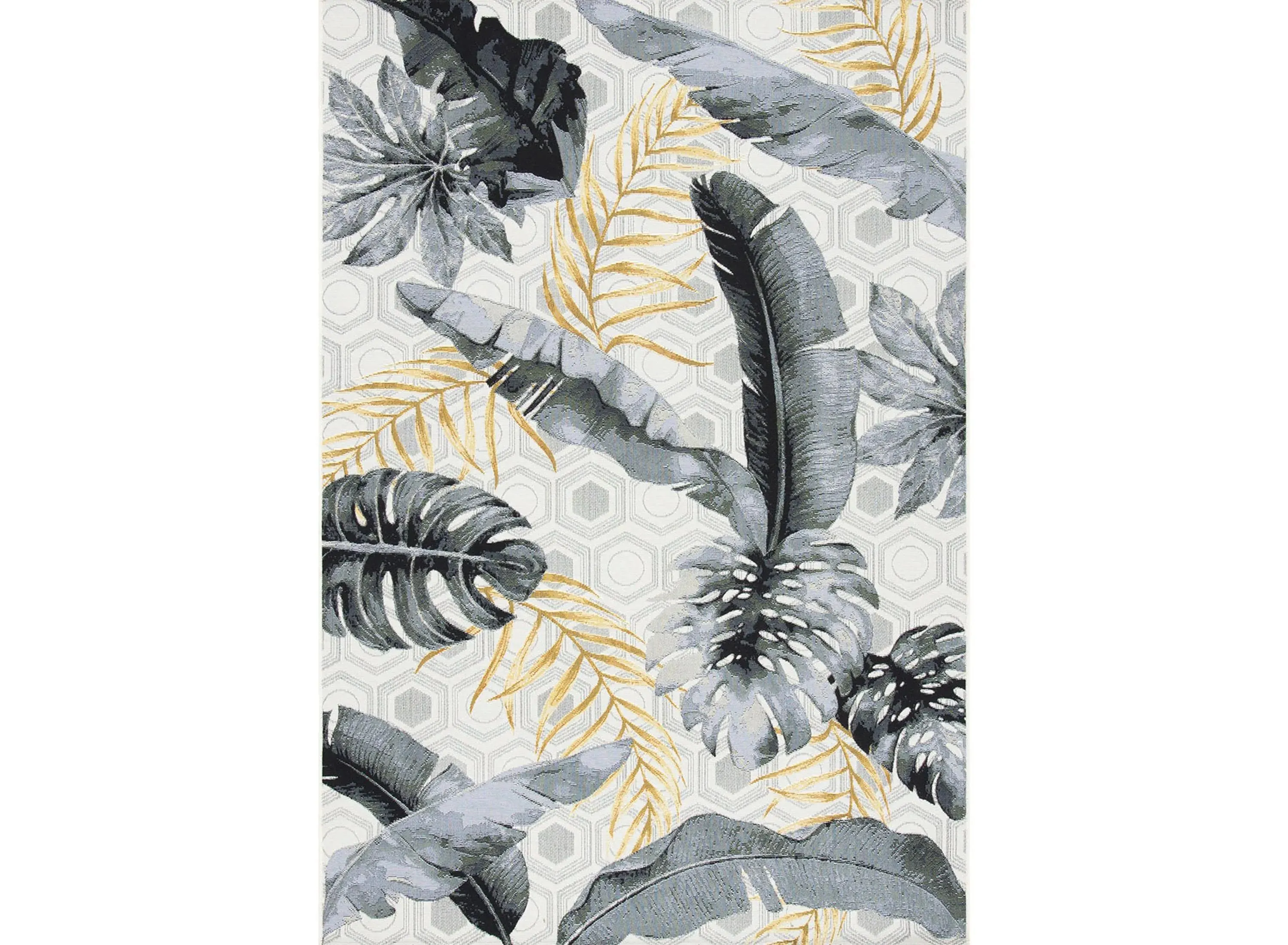 Barbados Bayleys Indoor/Outdoor Area Rug in Gray / Gold by Safavieh