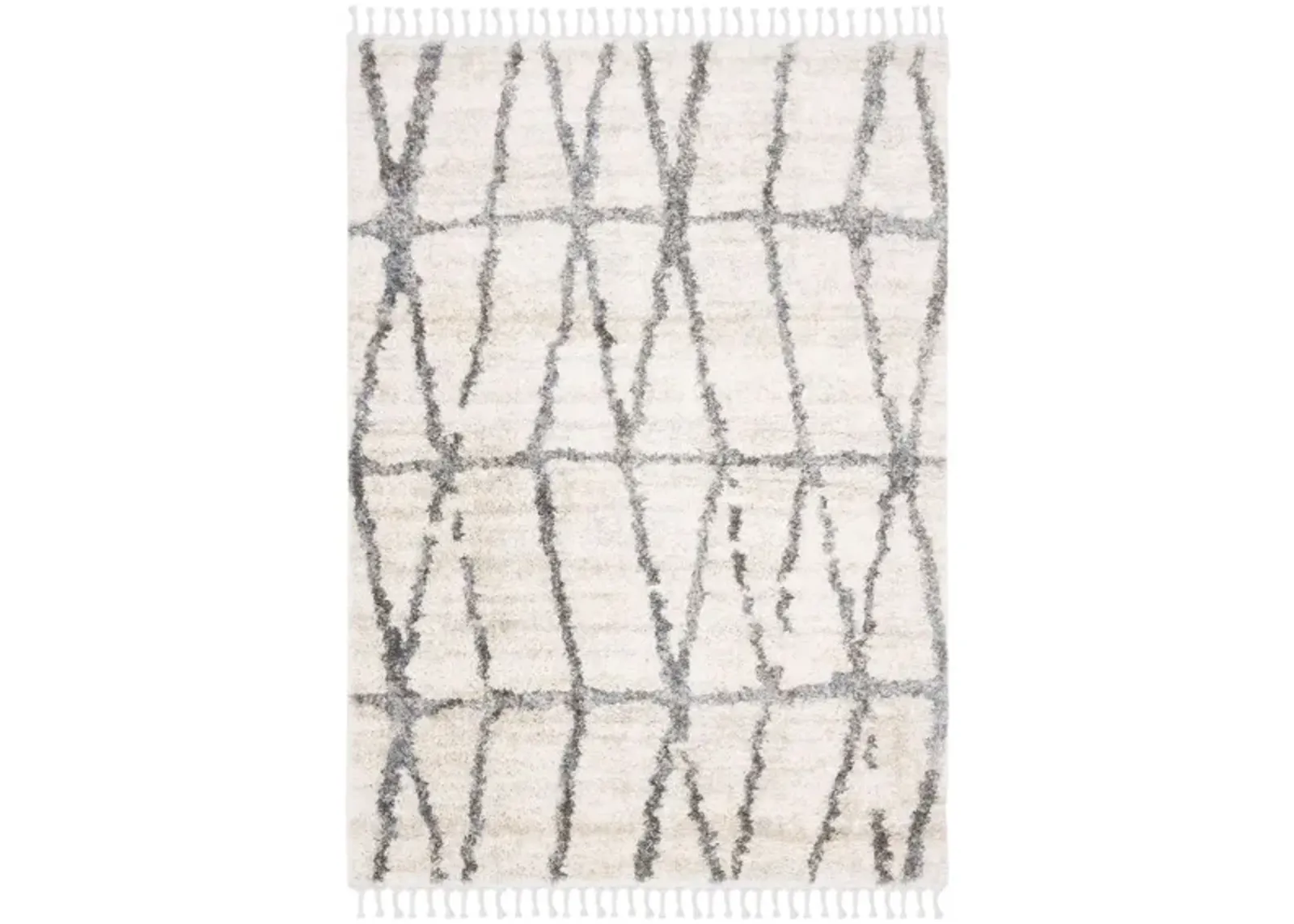 Berber Fringe Shag Area Rug in Cream/Grey by Safavieh