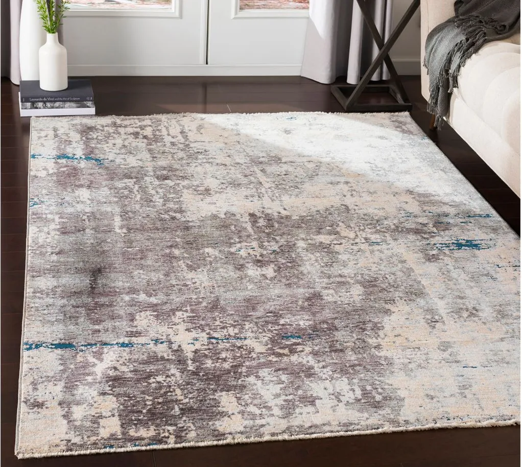 Presidential Shale Rug in Medium Gray, Charcoal, Ivory, Butter, Pale Blue, Bright Blue, Lime, Peach, Burnt Orange by Surya