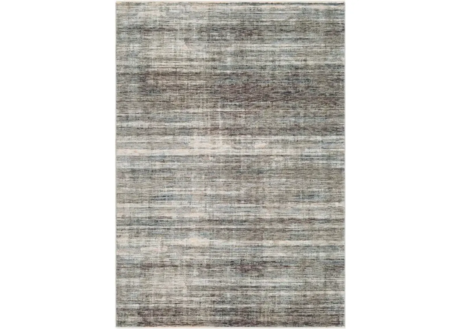 Presidential Banded Rug in Medium Gray, Charcoal, Ivory, Butter, Pale Blue, Bright Blue, Lime, Peach, Burnt Orange by Surya