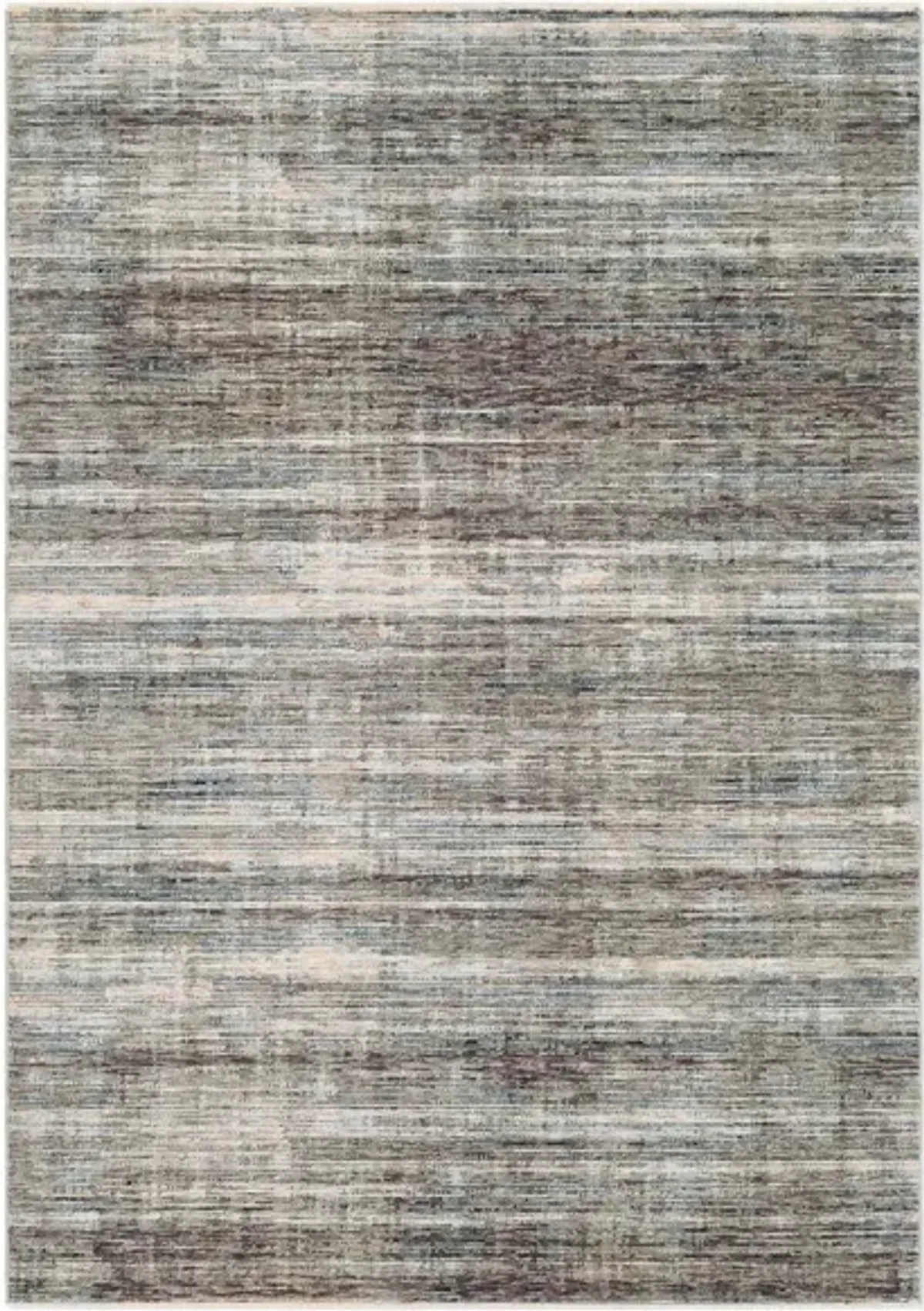 Presidential Banded Rug in Medium Gray, Charcoal, Ivory, Butter, Pale Blue, Bright Blue, Lime, Peach, Burnt Orange by Surya