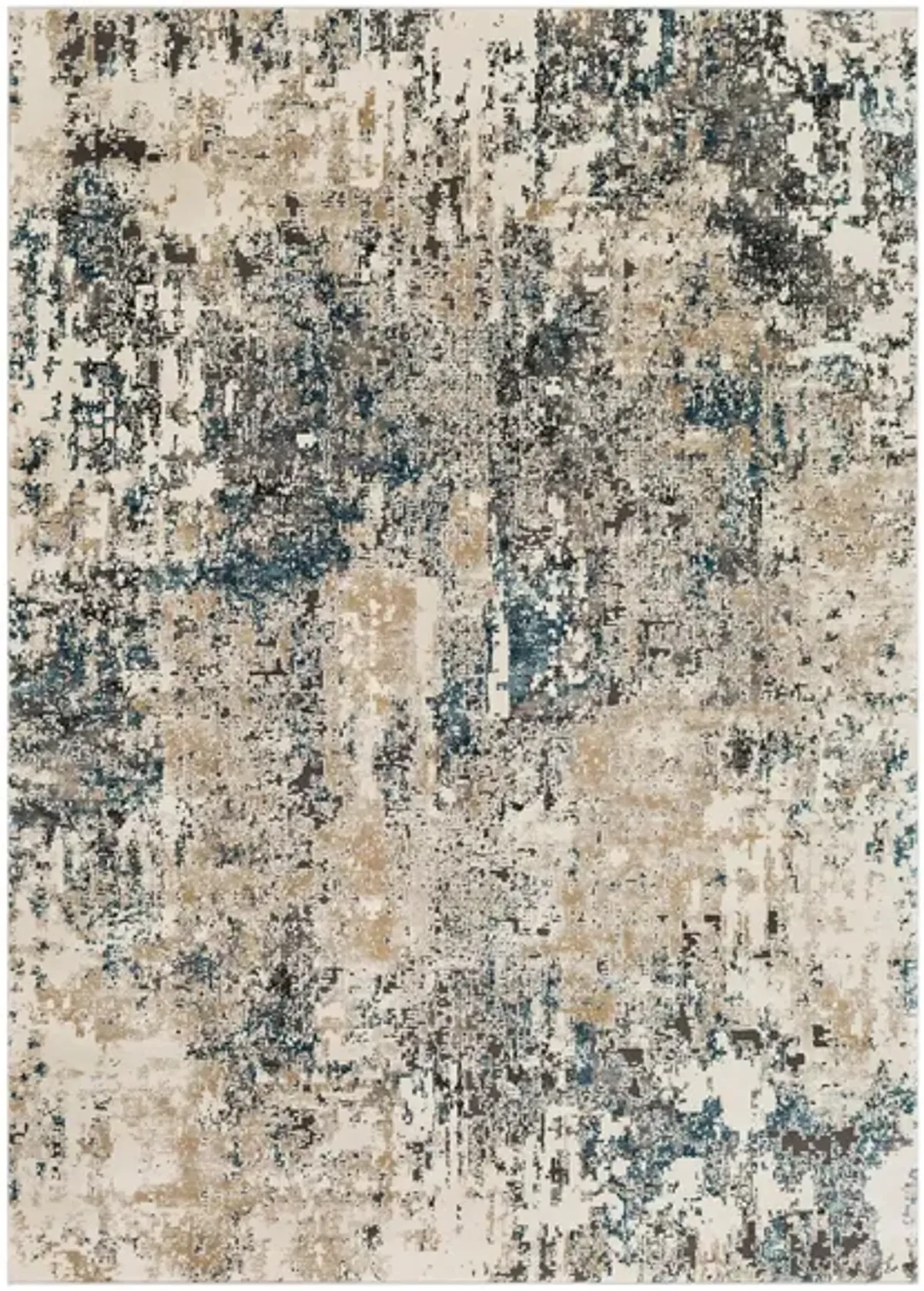 Pune Mumbai Rug in Taupe, Charcoal, Beige, Camel, Dark Brown, Black, Teal, Aqua by Surya