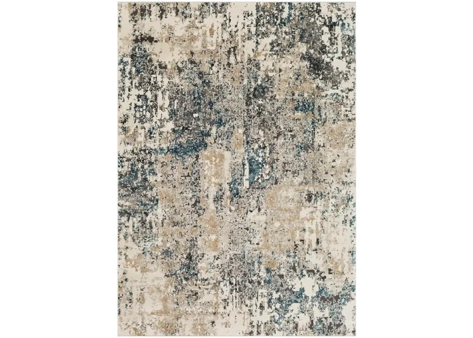 Pune Mumbai Rug in Taupe, Charcoal, Beige, Camel, Dark Brown, Black, Teal, Aqua by Surya