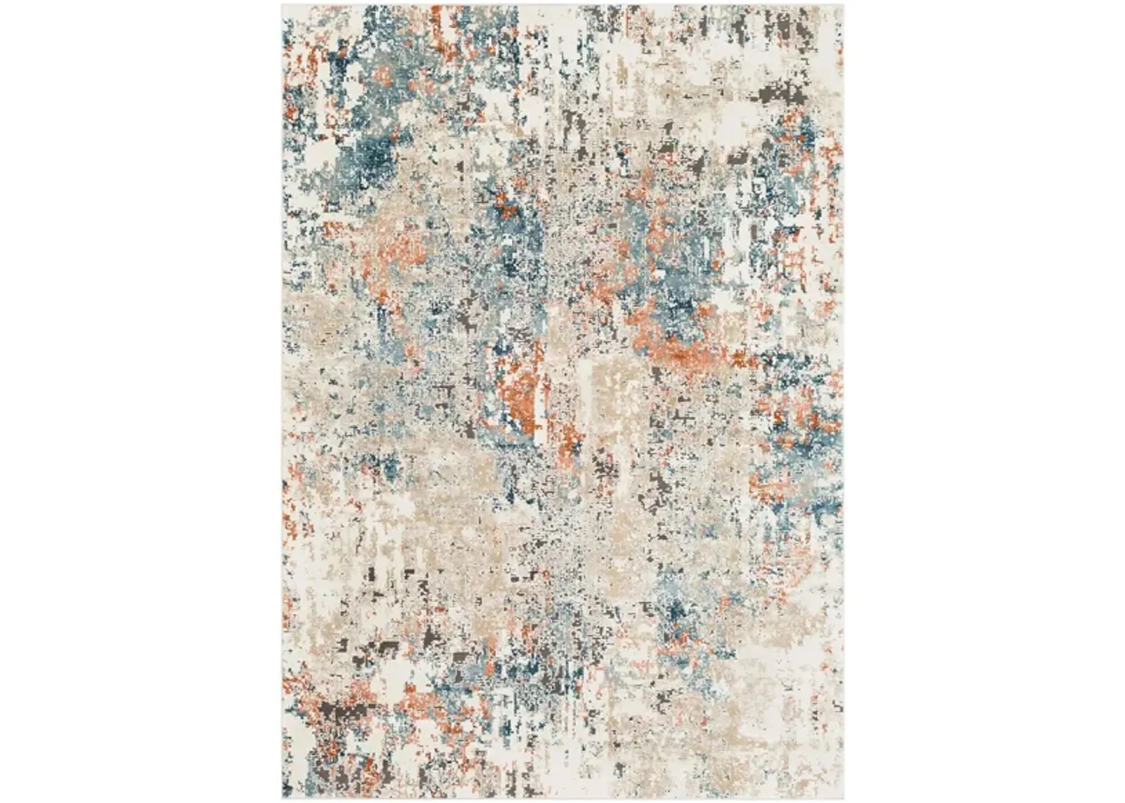 Pune Delhi Rug in Teal, Aqua, Beige, Taupe, Dark Brown, Burnt Orange, Coral, Camel by Surya