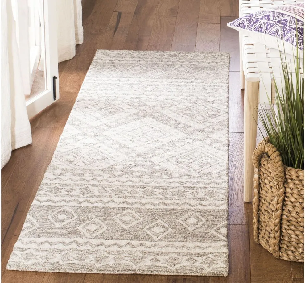 Miyamoto Runner Rug in Dark Gray & Ivory by Safavieh