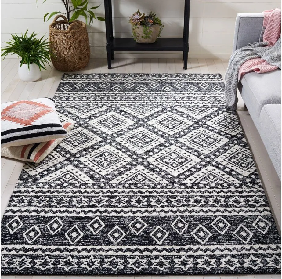 Miyamoto Area Rug in Black & Gray by Safavieh