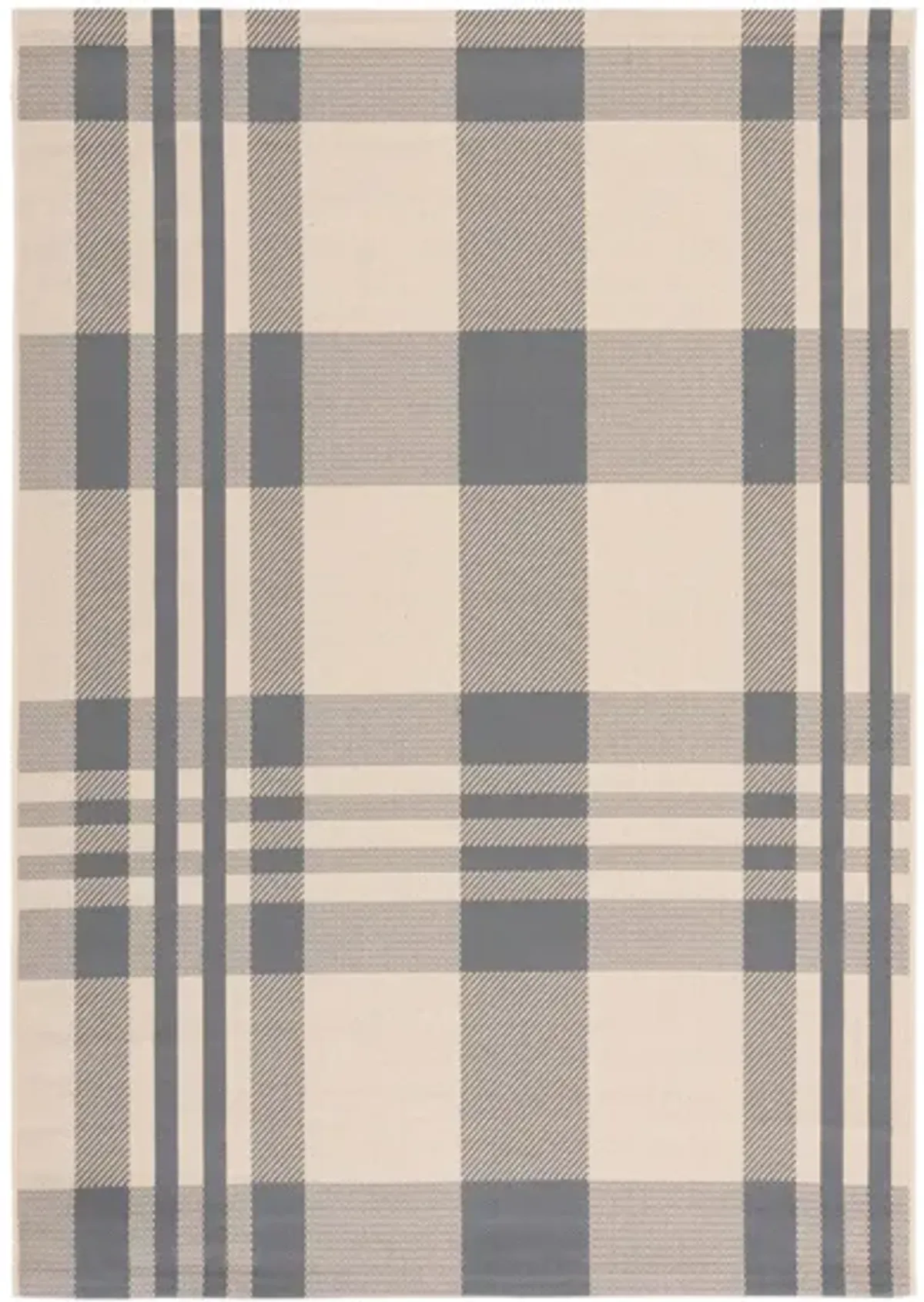 Courtyard Plaid Indoor/Outdoor Area Rug in Gray & Bone by Safavieh