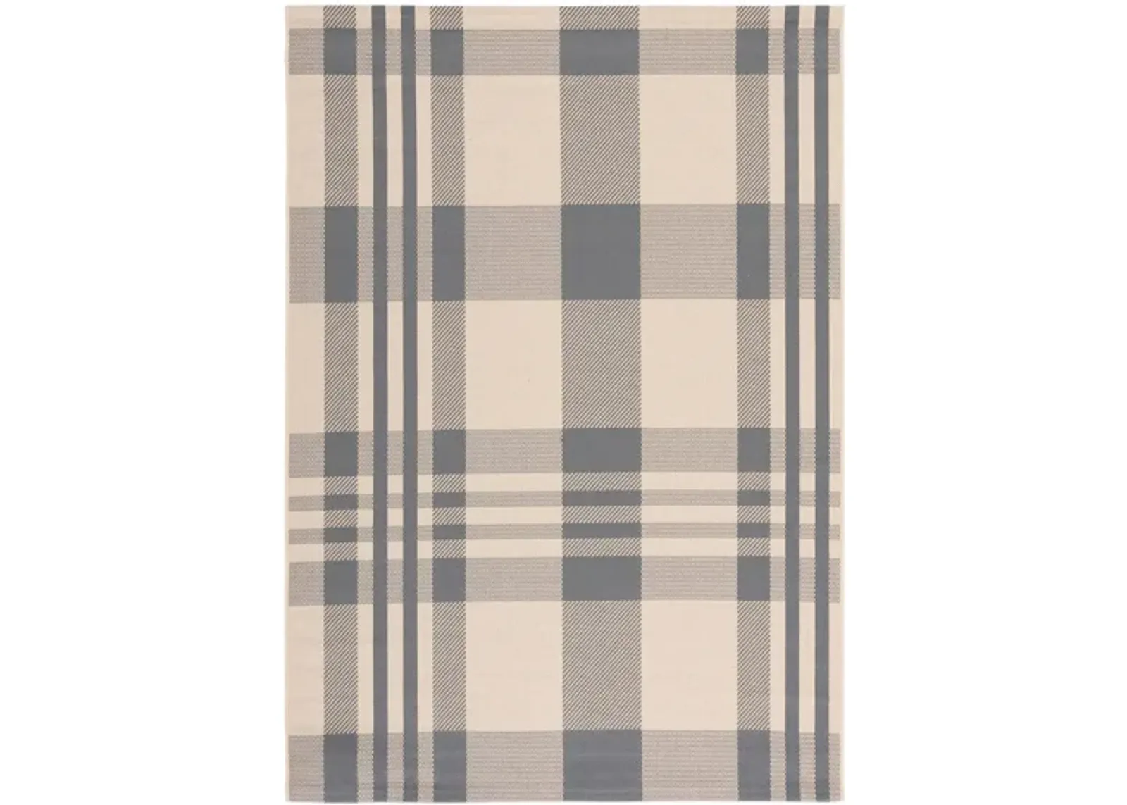 Courtyard Plaid Indoor/Outdoor Area Rug in Gray & Bone by Safavieh