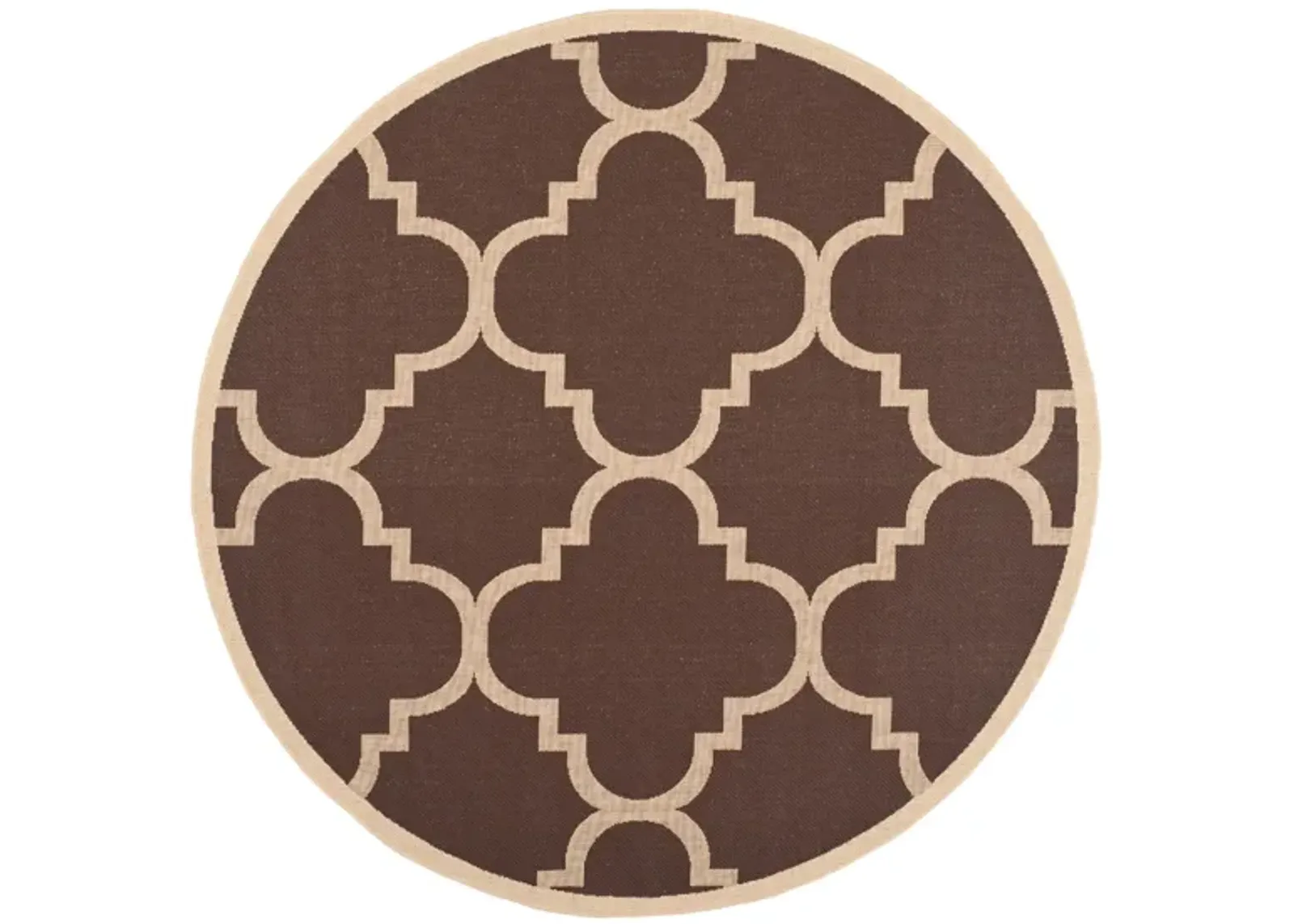 Courtyard Morocco Indoor/Outdoor Area Rug Round in Dark Brown by Safavieh