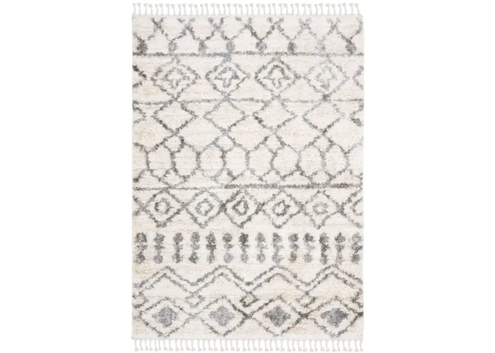 Berber Fringe Shag Area Rug in Cream/Grey by Safavieh