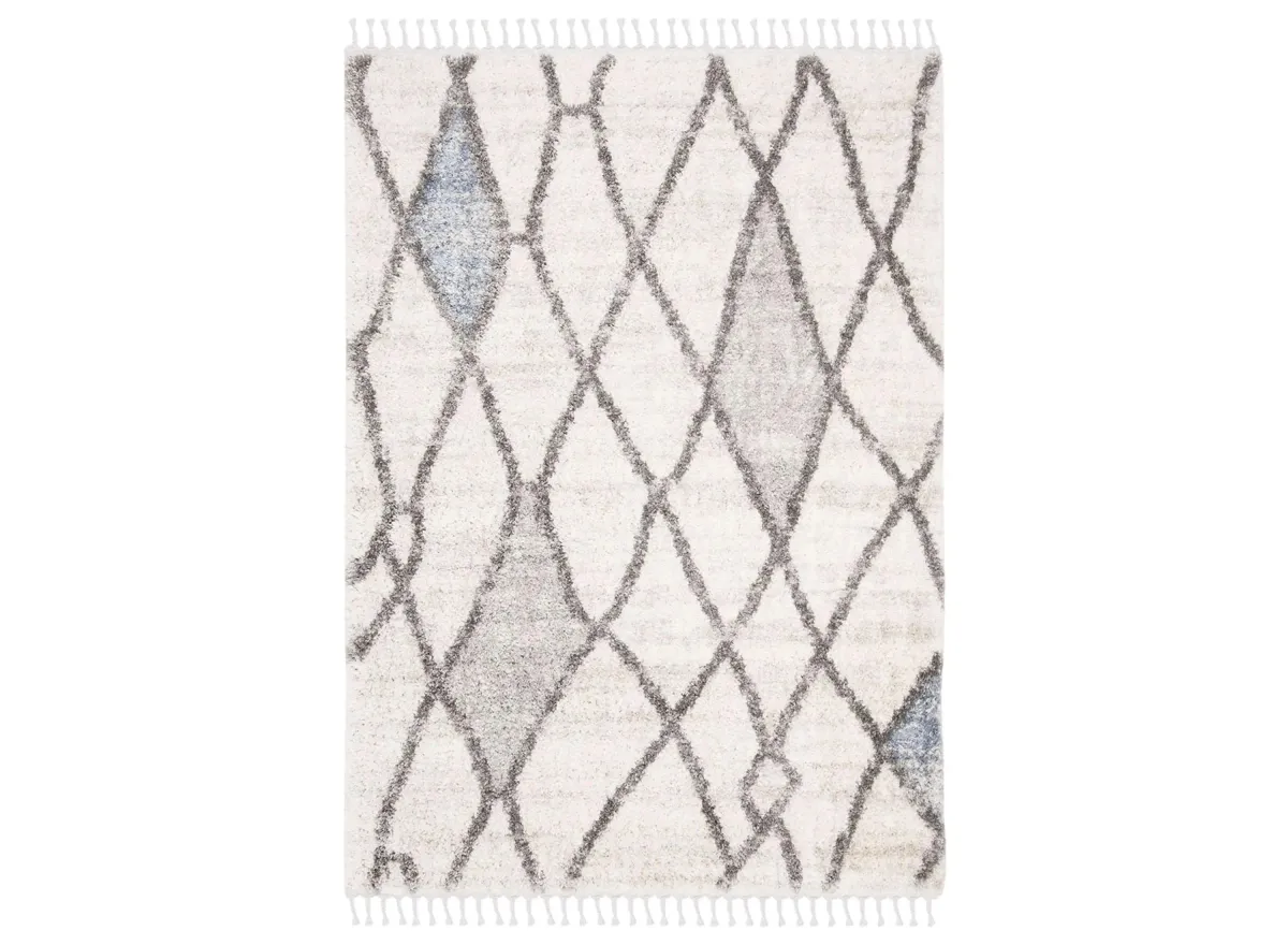 Berber Fringe Shag Area Rug in Cream/Blue by Safavieh