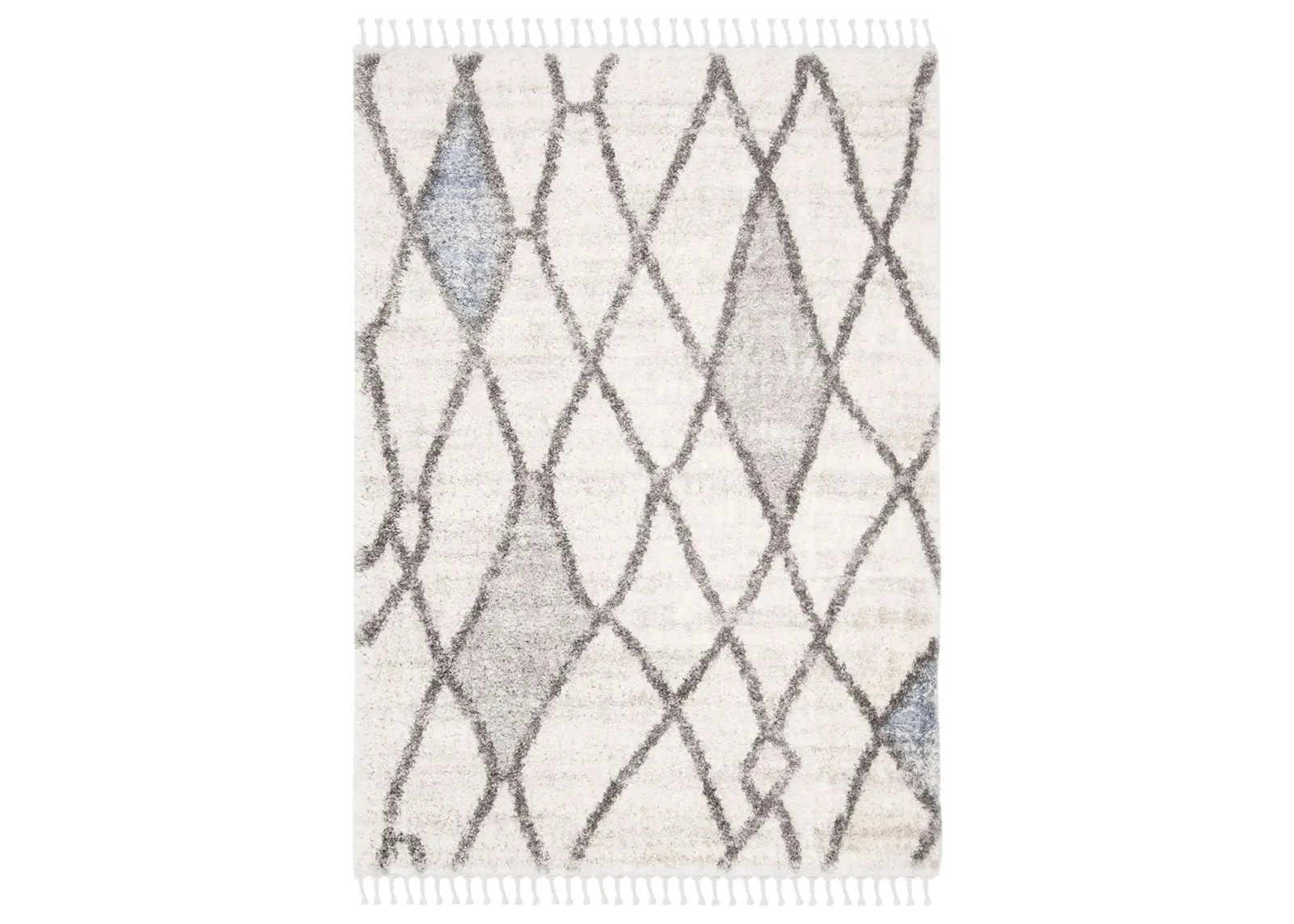 Berber Fringe Shag Area Rug in Cream/Blue by Safavieh