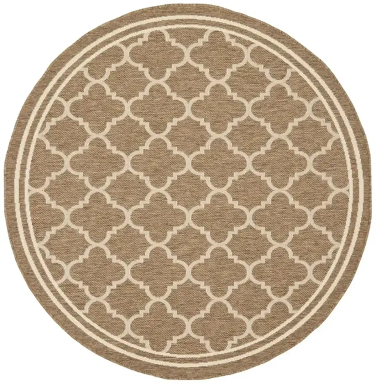 Courtyard Pathway Indoor/Outdoor Area Rug Round in Brown & Bone by Safavieh