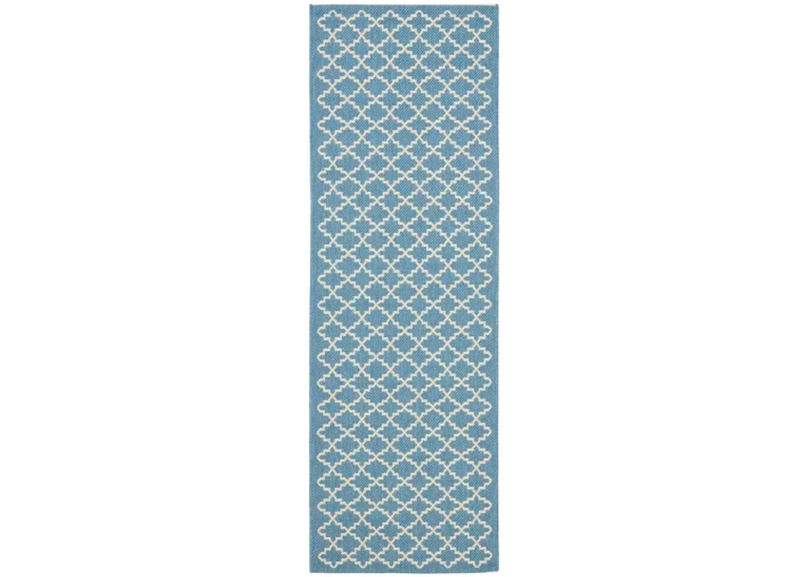 Courtyard Link Indoor/Outdoor Runner Rug in Blue & Beige by Safavieh