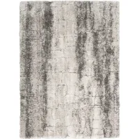 Luxurious Shag Area Rug in Ivory/Charcoal by Nourison