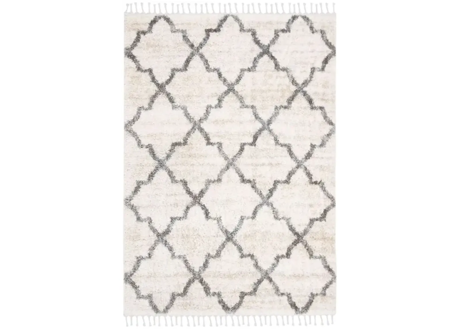 Berber Fringe Shag Area Rug in Cream/Grey by Safavieh