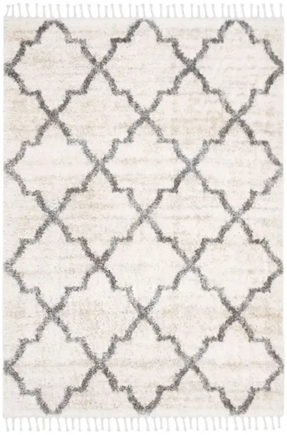 Berber Fringe Shag Area Rug in Cream/Grey by Safavieh