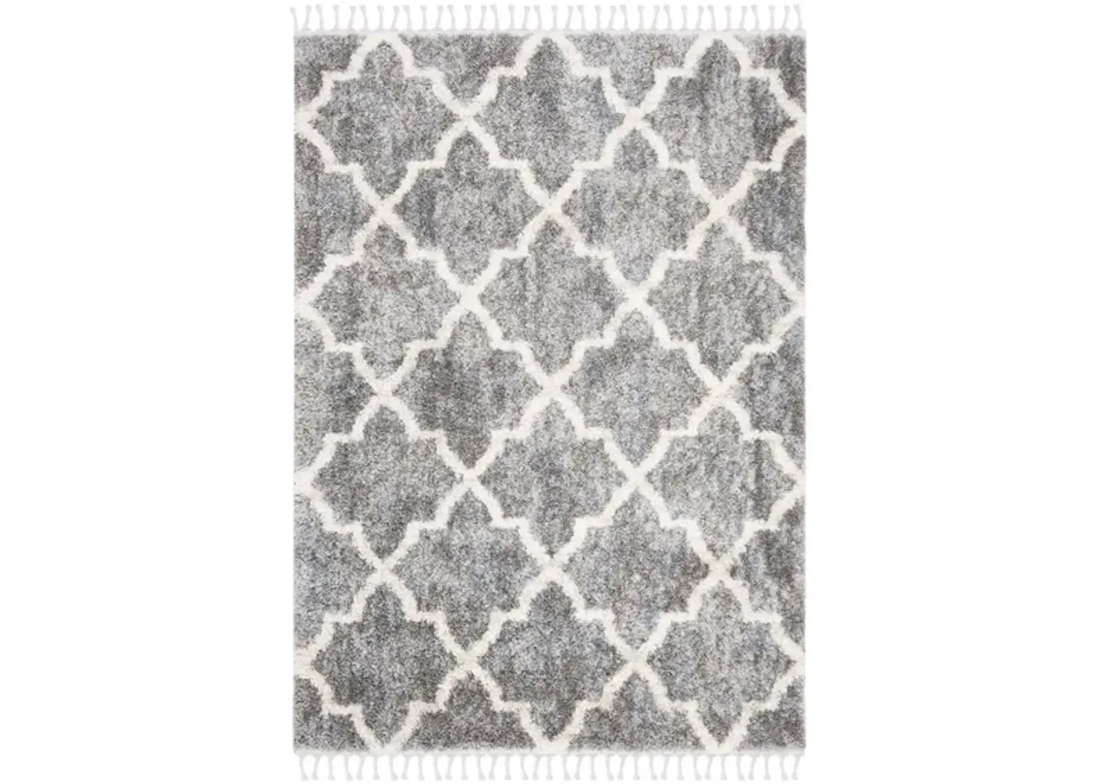 Berber Fringe Shag Area Rug in Grey/Cream by Safavieh