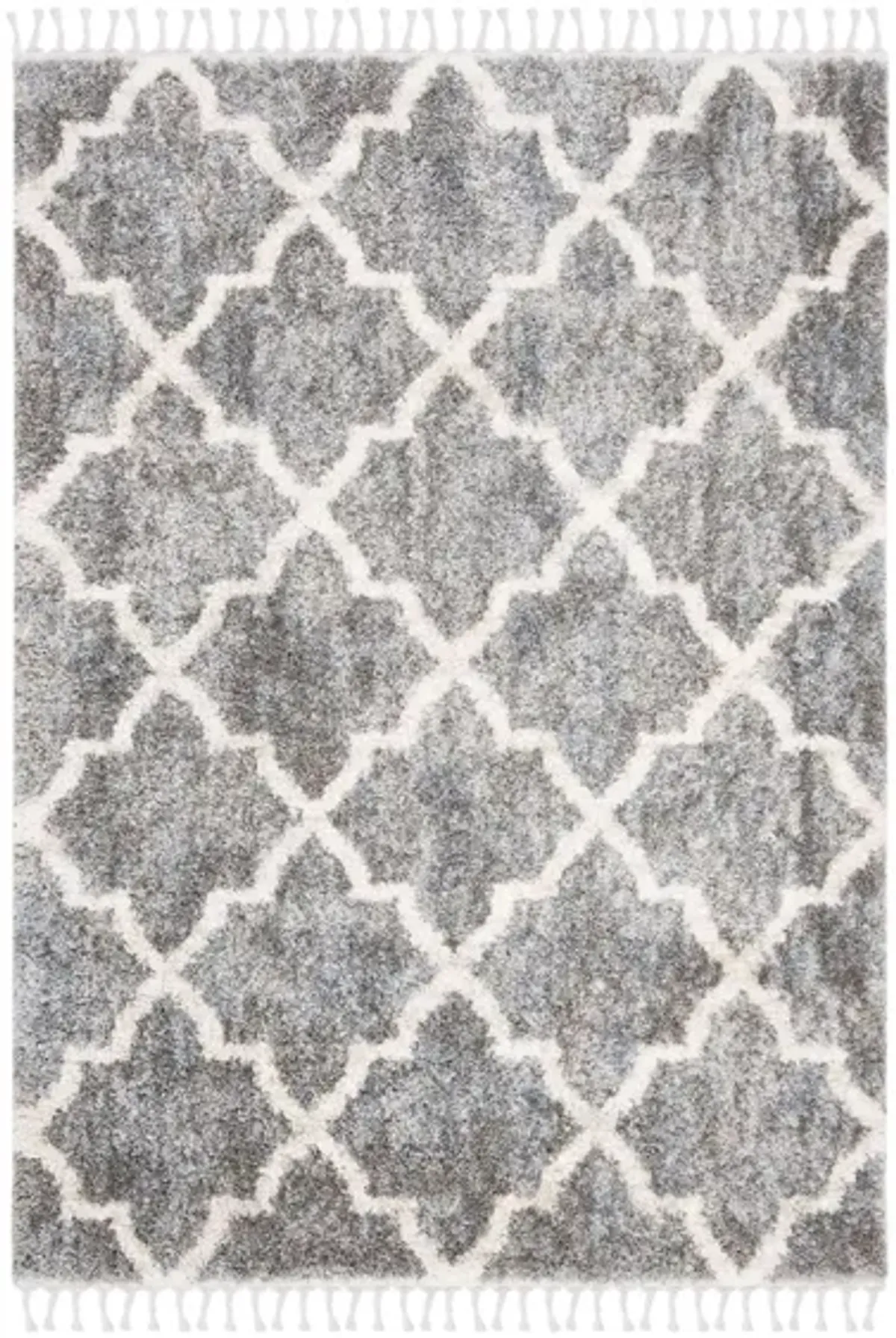 Berber Fringe Shag Area Rug in Grey/Cream by Safavieh