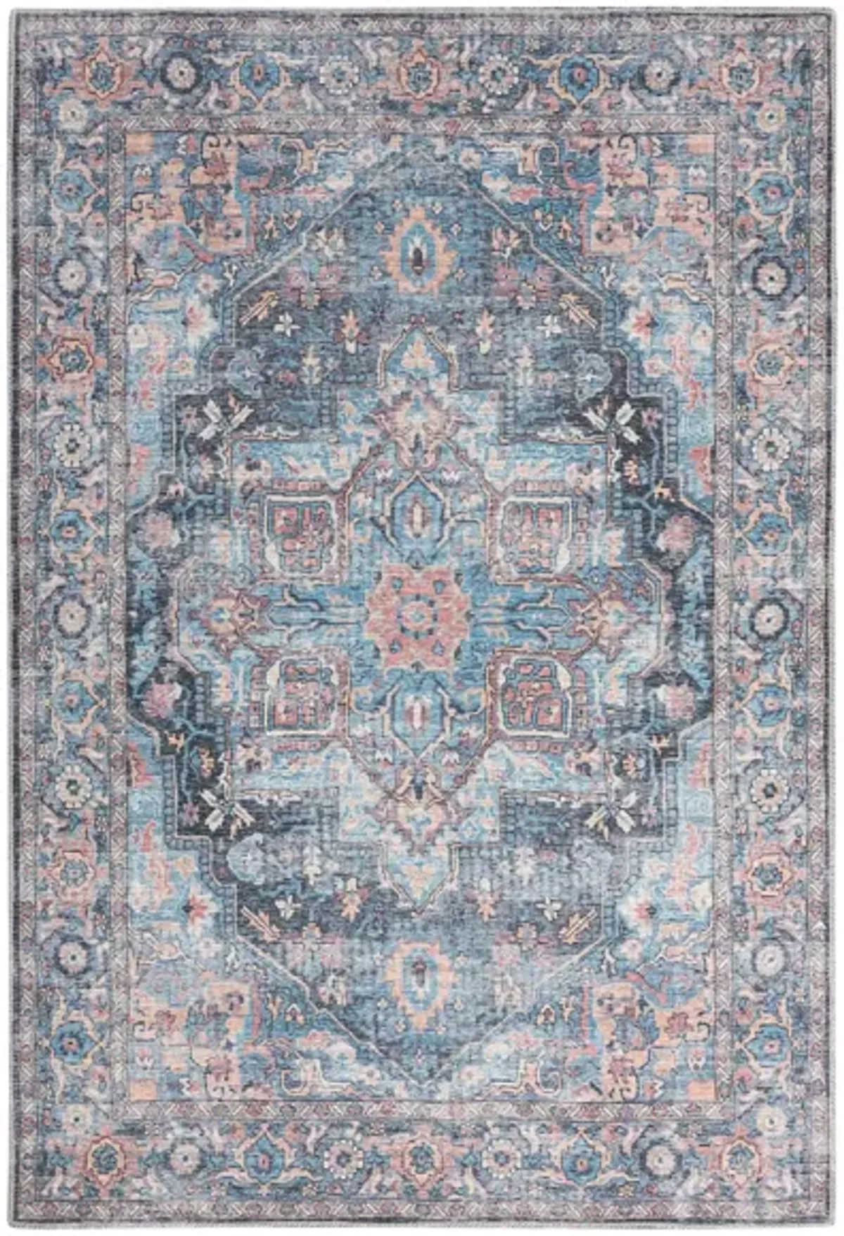 Nicole Curtis Stopher Area Rug in Light Blue Multi by Nourison