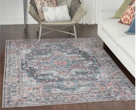 Nicole Curtis Stopher Area Rug in Light Blue Multi by Nourison