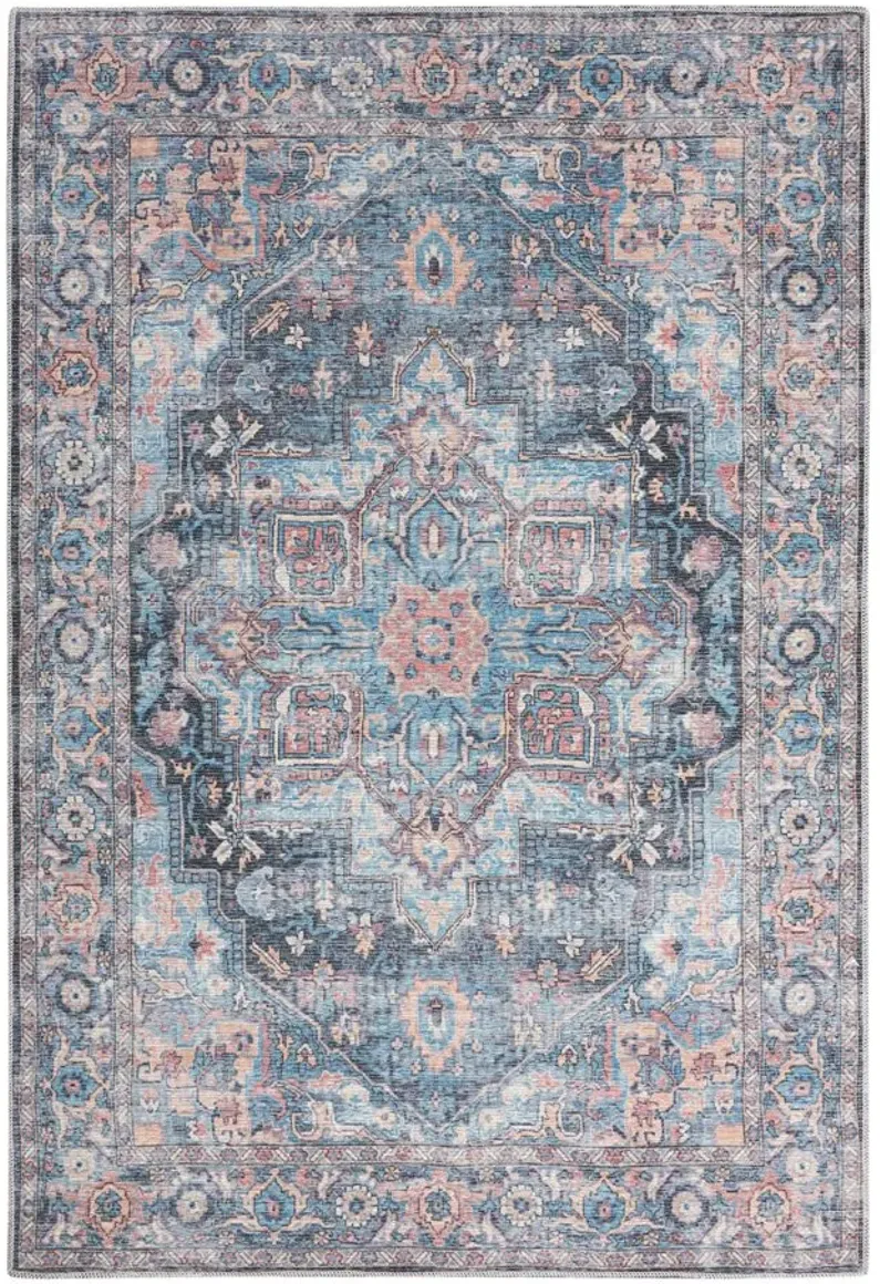 Nicole Curtis Stopher Area Rug in Light Blue Multi by Nourison