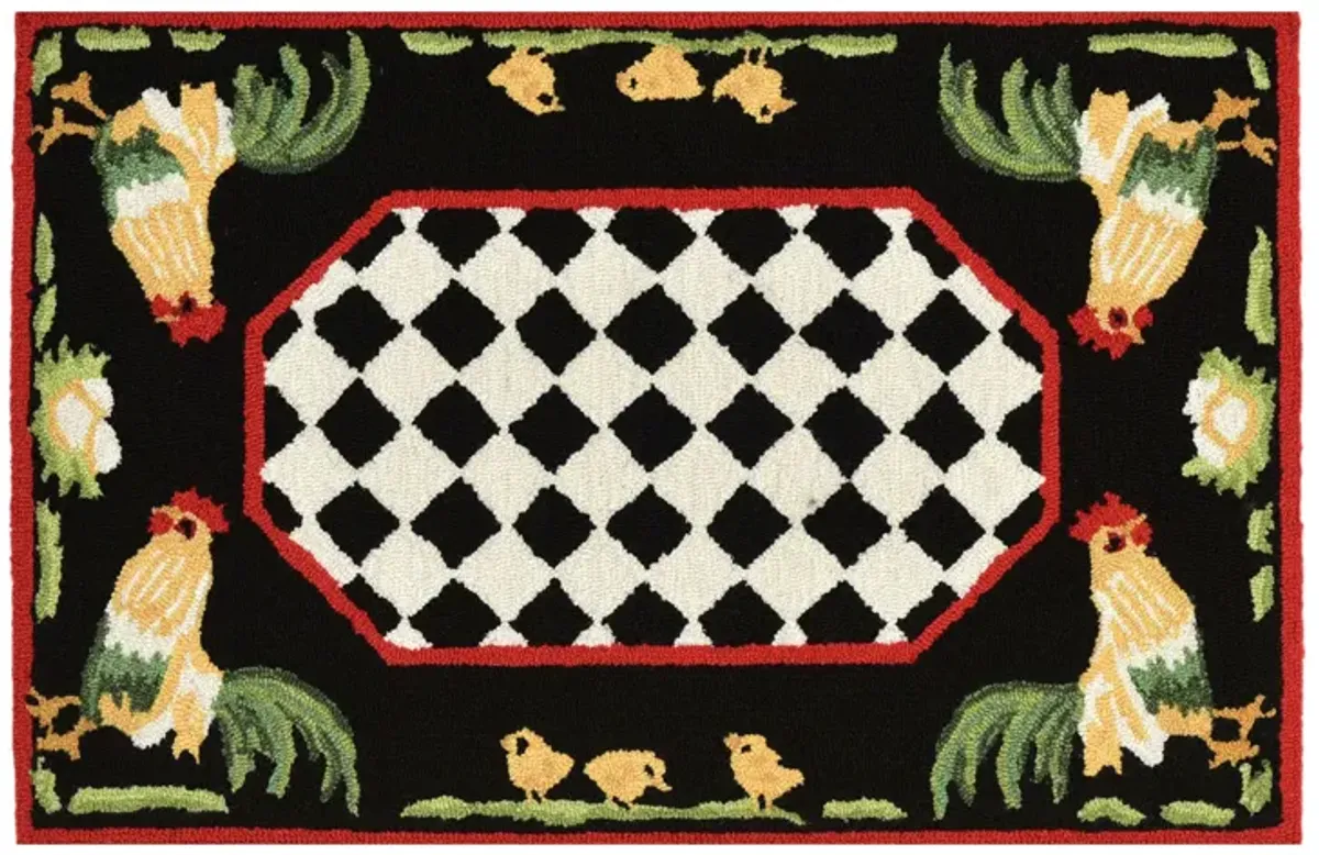 Liora Manne Rooster Front Porch Rug in Black by Trans-Ocean Import Co Inc