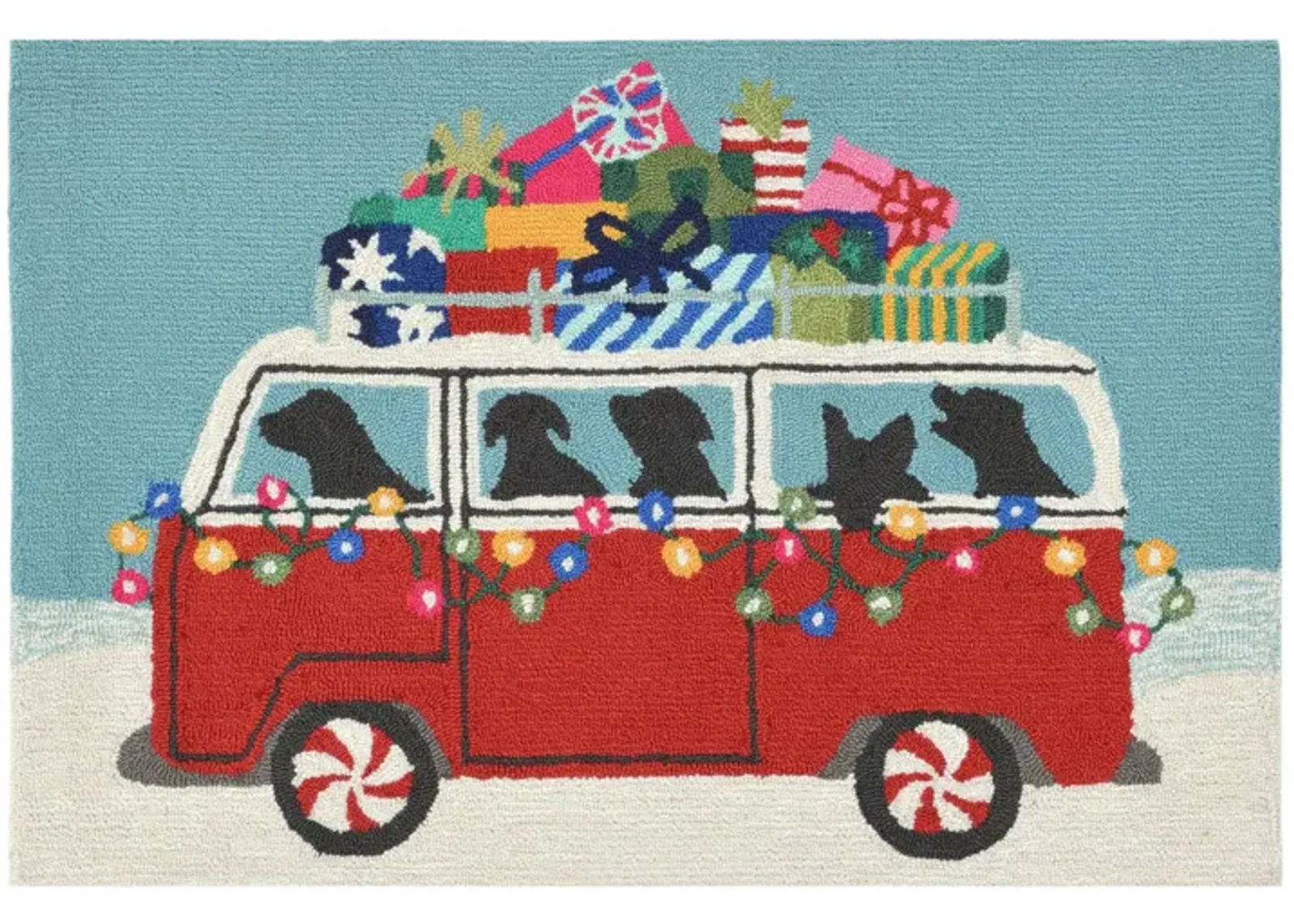 Liora Manne Happy Howlidays Front Porch Rug in Red by Trans-Ocean Import Co Inc