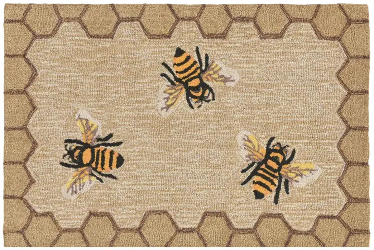 Liora Manne Honeycomb Bee Front Porch Rug in Natural by Trans-Ocean Import Co Inc