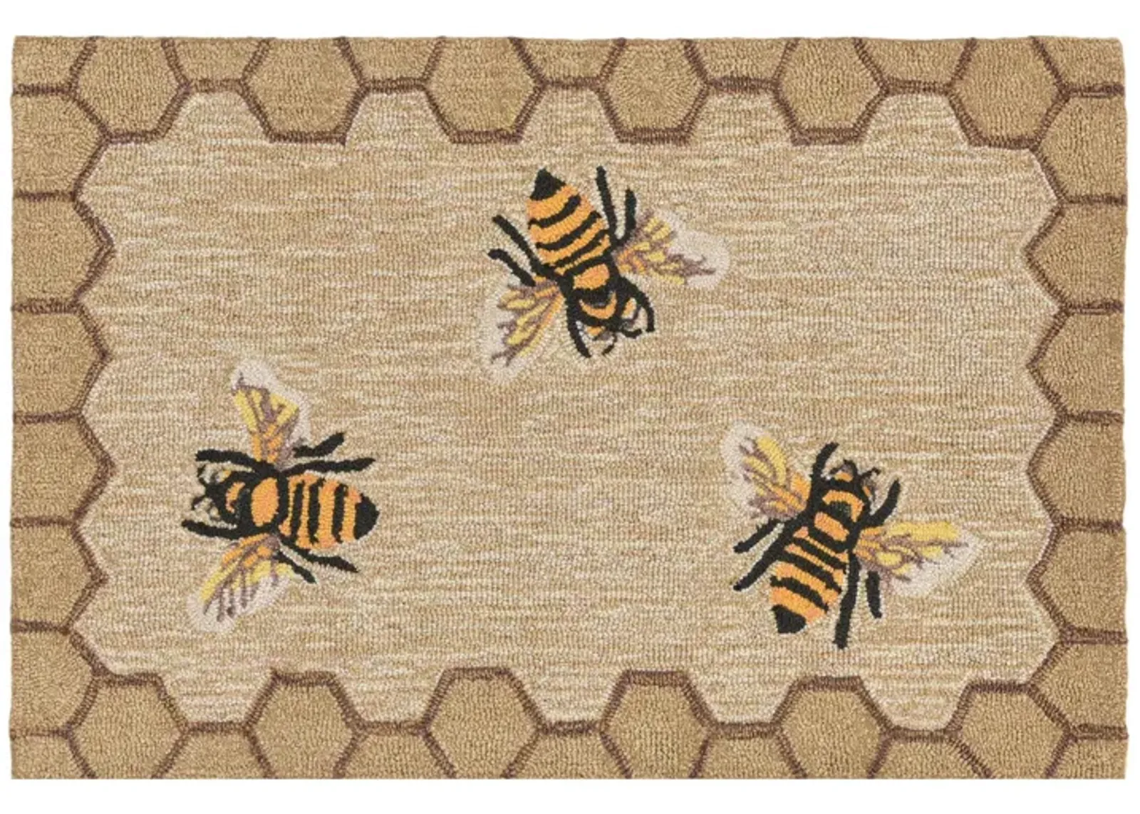 Liora Manne Honeycomb Bee Front Porch Rug in Natural by Trans-Ocean Import Co Inc