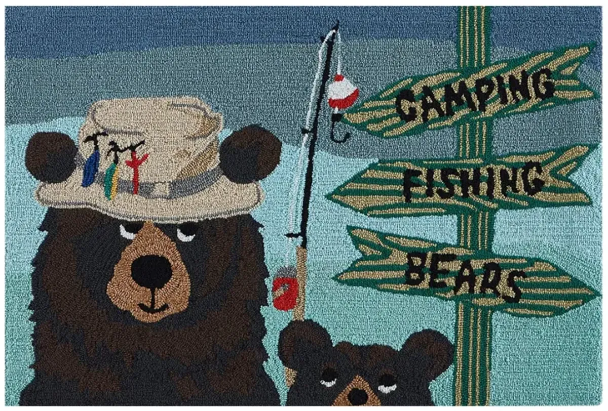 Liora Manne Fishing Bears Front Porch Rug in Green by Trans-Ocean Import Co Inc