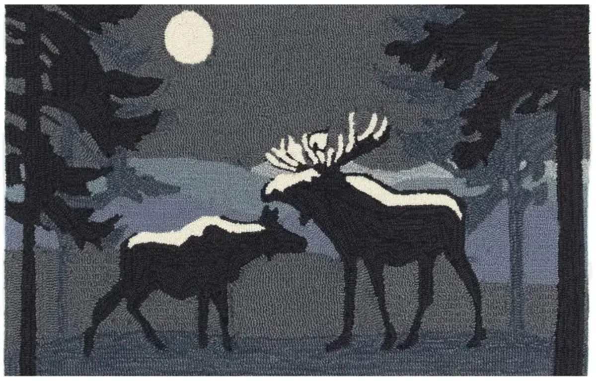 Liora Manne Moonlit Moose Front Porch Rug in Night by Trans-Ocean Import Co Inc