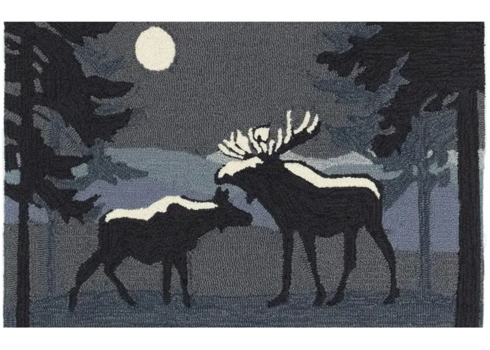 Liora Manne Moonlit Moose Front Porch Rug in Night by Trans-Ocean Import Co Inc