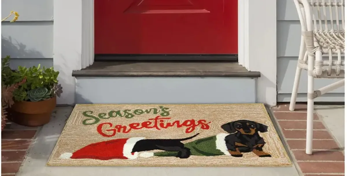 Liora Manne Dachshund Greetings Front Porch Rug