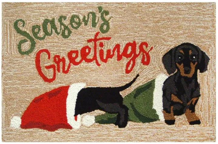 Liora Manne Dachshund Greetings Front Porch Rug in Neutral by Trans-Ocean Import Co Inc