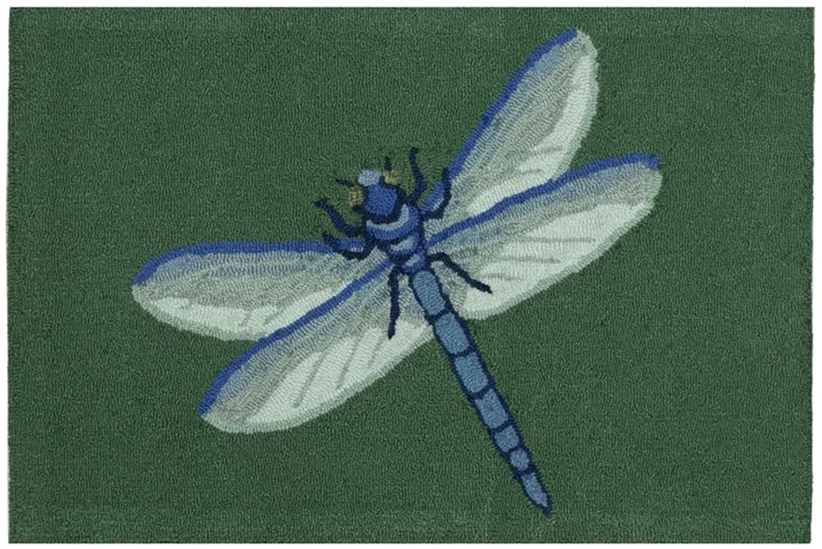 Liora Manne Garden Dragonfly Front Porch Rug in Green by Trans-Ocean Import Co Inc