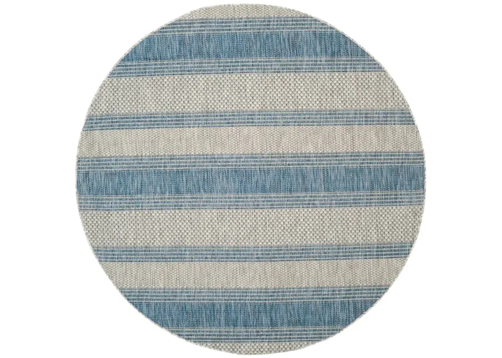 Courtyard Waves Indoor/Outdoor Area Rug Round in Gray & Navy by Safavieh