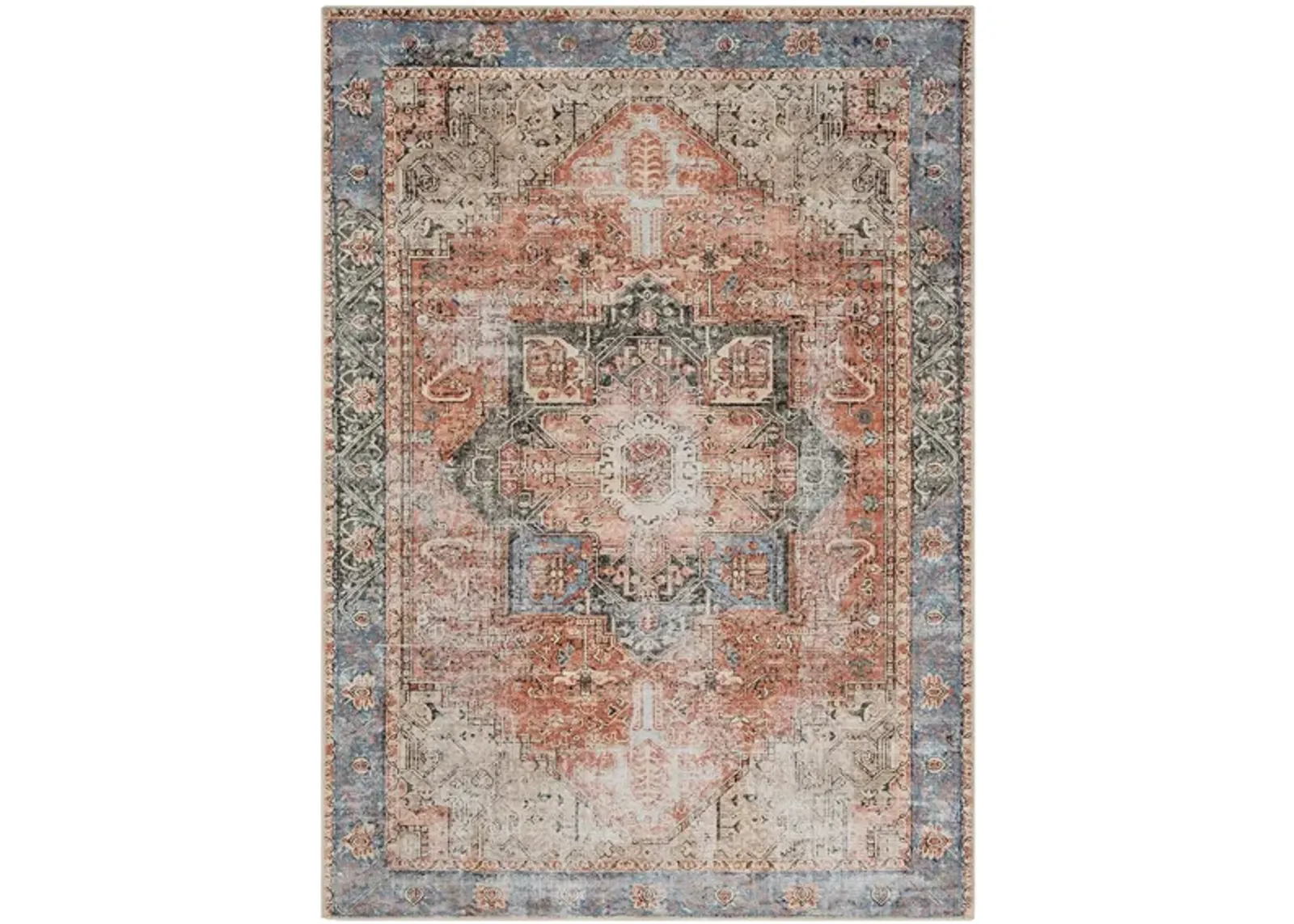 Amelie Area Rug in Rose, Denim, Butter, Beige, Dark Green, Olive, Clay by Surya