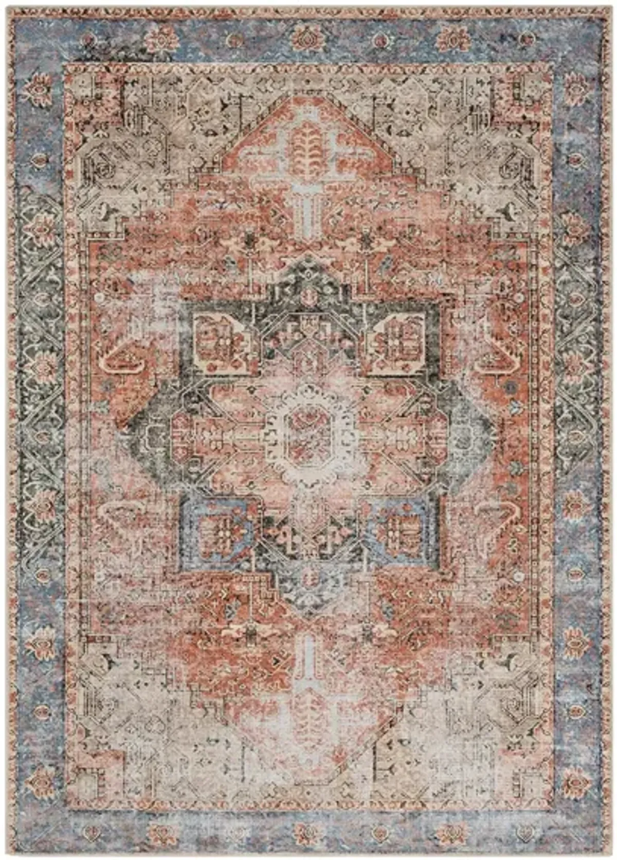 Amelie Area Rug in Rose, Denim, Butter, Beige, Dark Green, Olive, Clay by Surya