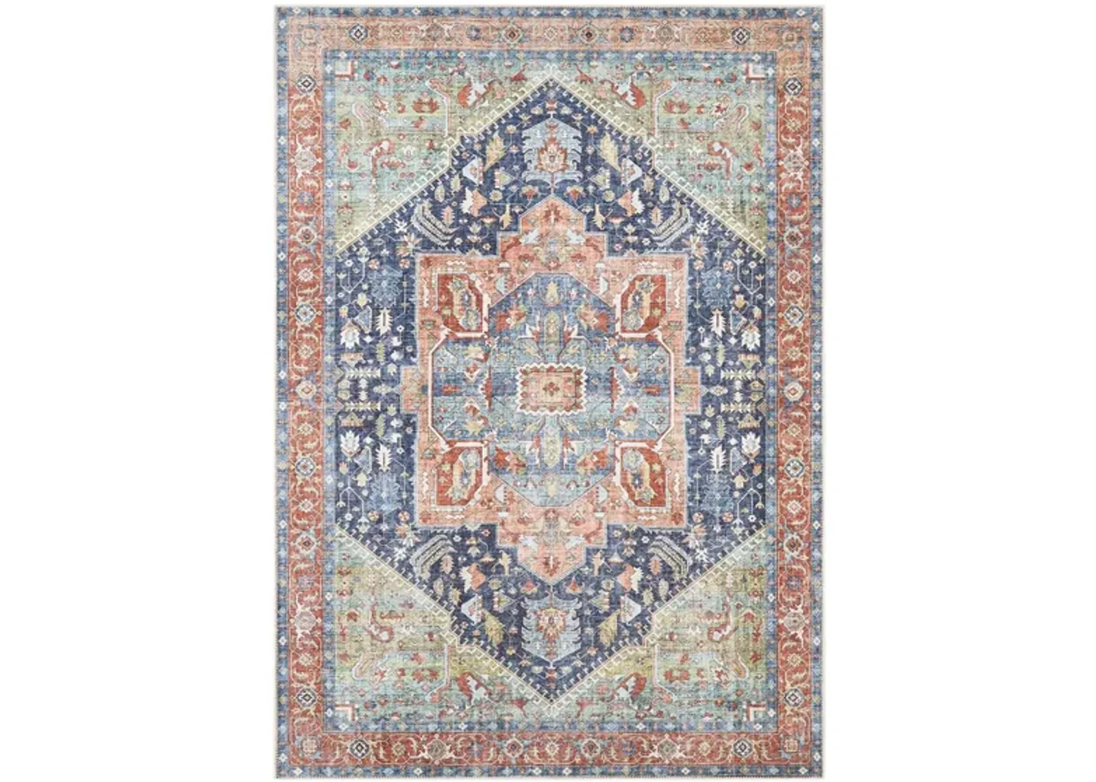 Amelie Area Rug in Navy, Peach, Grass Green, Coral, Denim, Burnt Orange, Bright Blue, Emerald, Teal, Beige, Blush by Surya