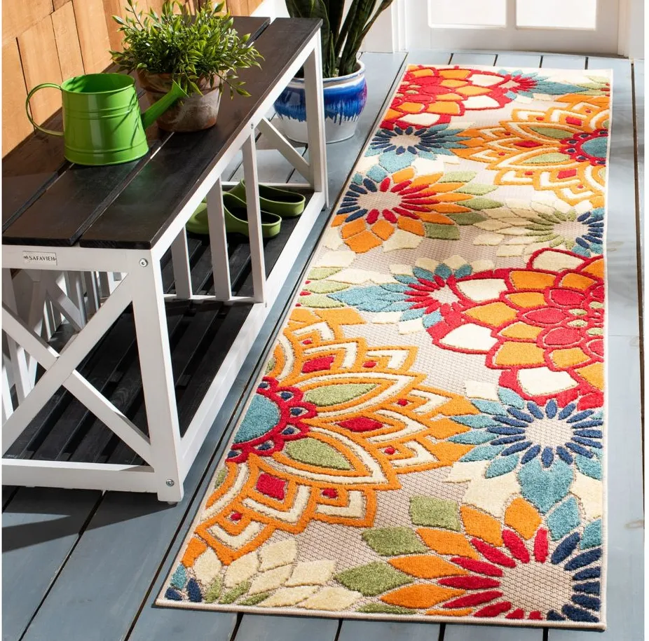 Cabana Runner Rug in Ivory & Orange by Safavieh