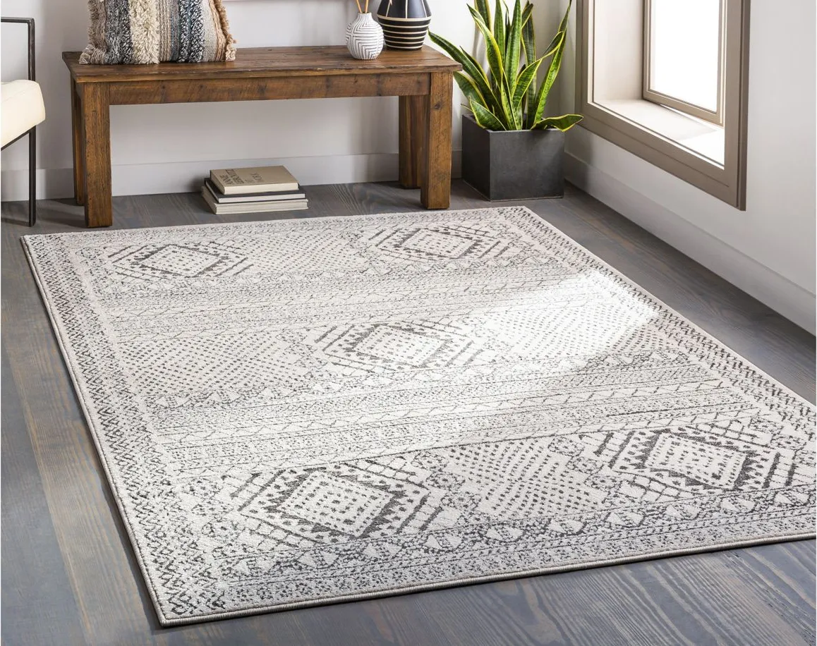 Bahar Area Rug in Charcoal, White, Gray by Surya