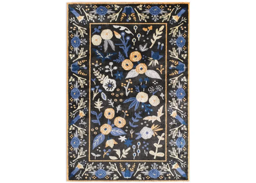 Hanna Gardenia Golden Night Rug in Black by Rugs America