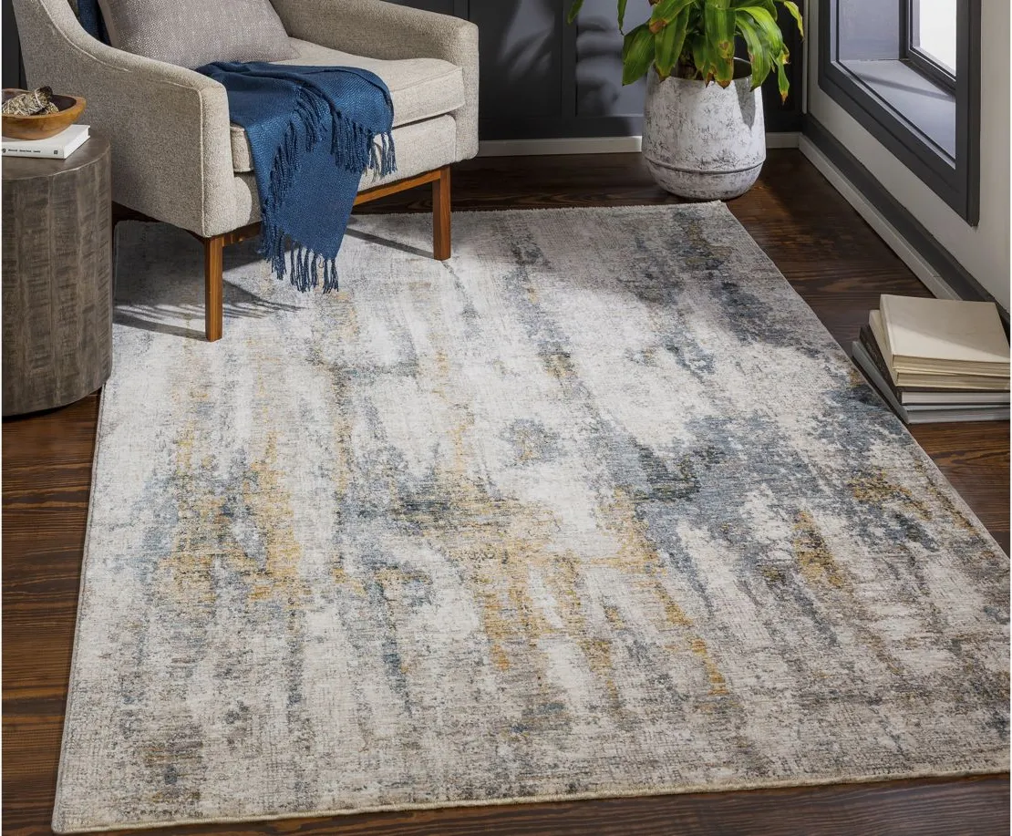 Caerdyf Whitland Area Rug in Medium Gray, Denim, Tan by Surya