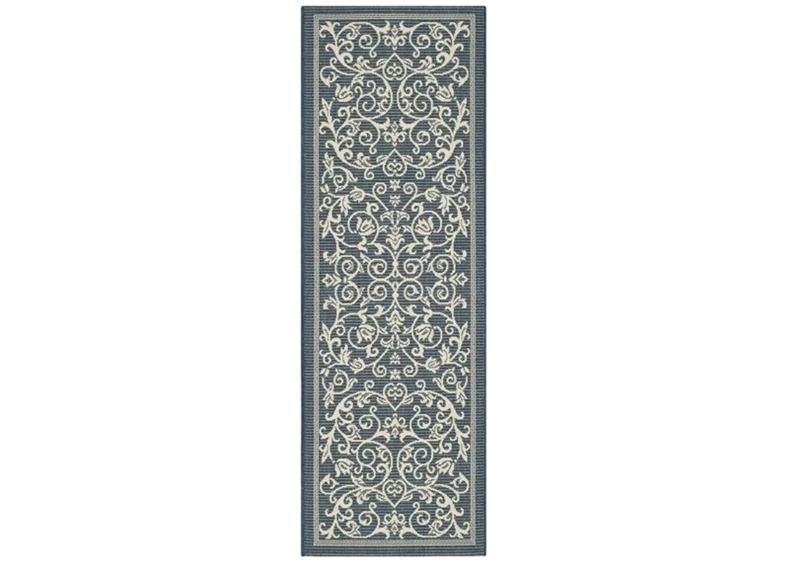 Courtyard Runner Rug in Navy & Beige by Safavieh