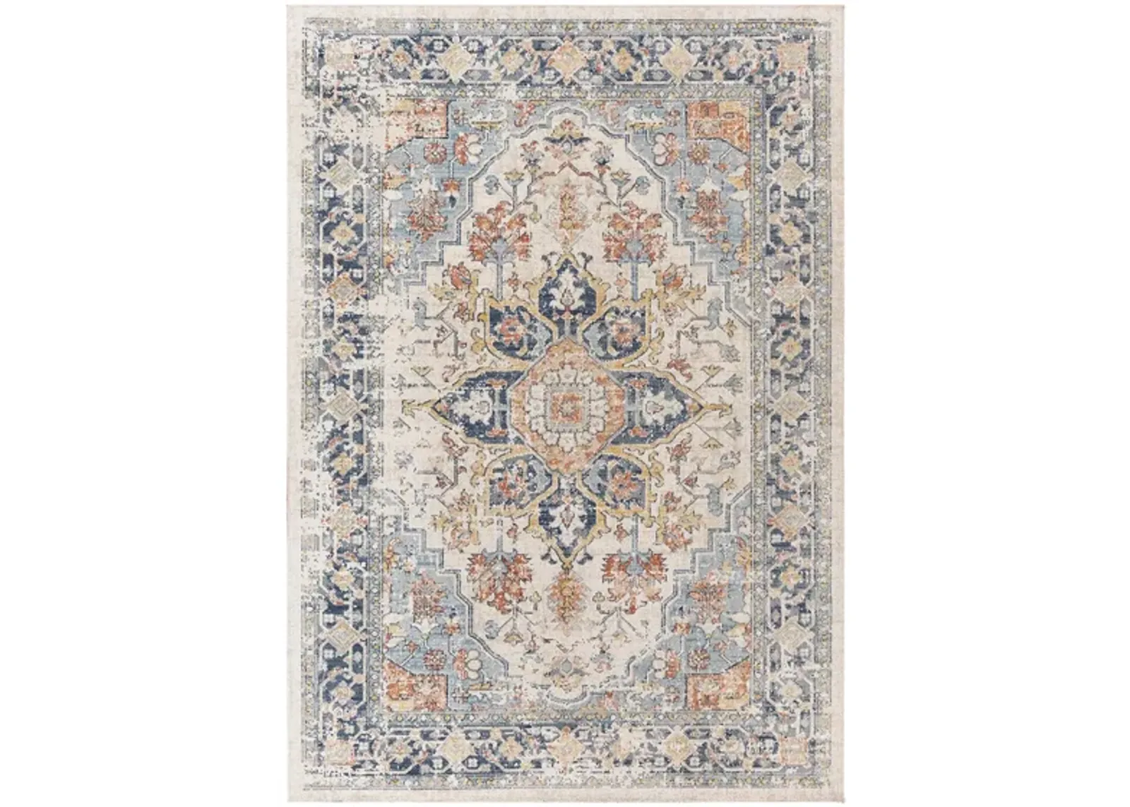 Huntington Beach Indoor/Outdoor Area Rug in Navy, Denim, Brick Red, Tan, Medium Gray, Light Beige, Cream by Surya