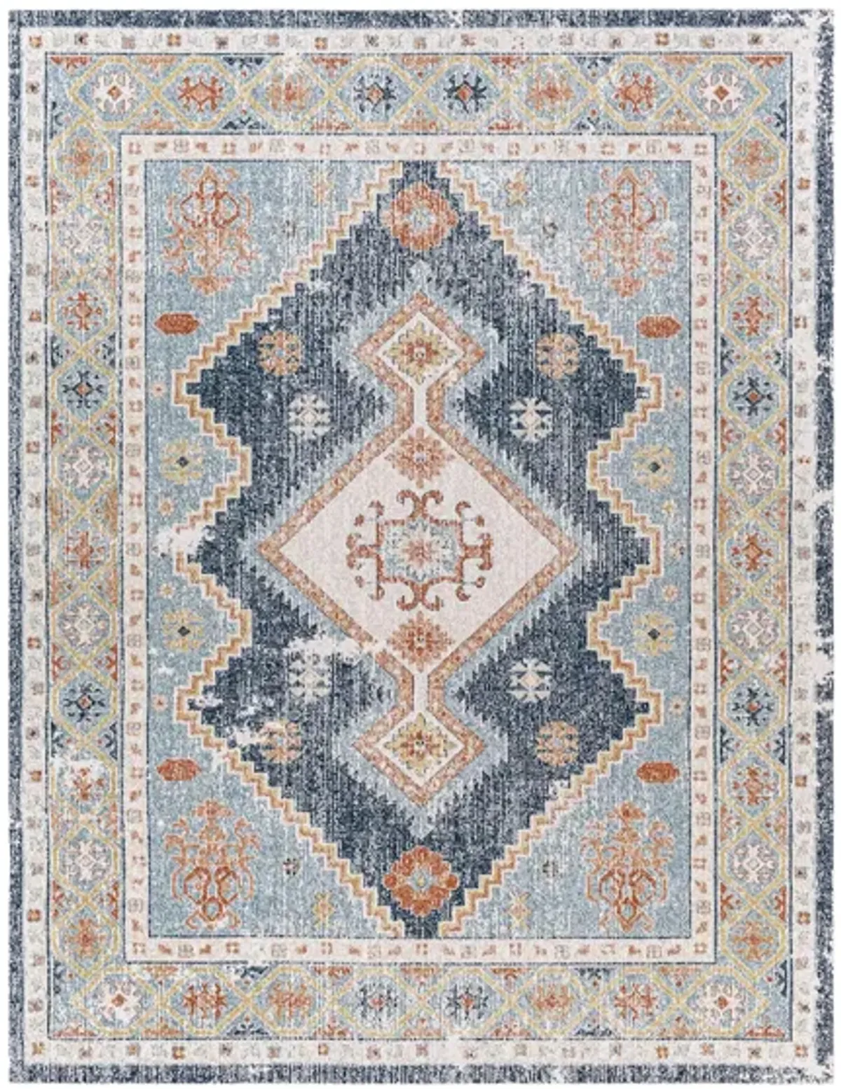 Huntington Beach Bohemian Indoor/Outdoor Area Rug in Navy, Denim, Brick Red, Tan, Light Beige, Cream by Surya