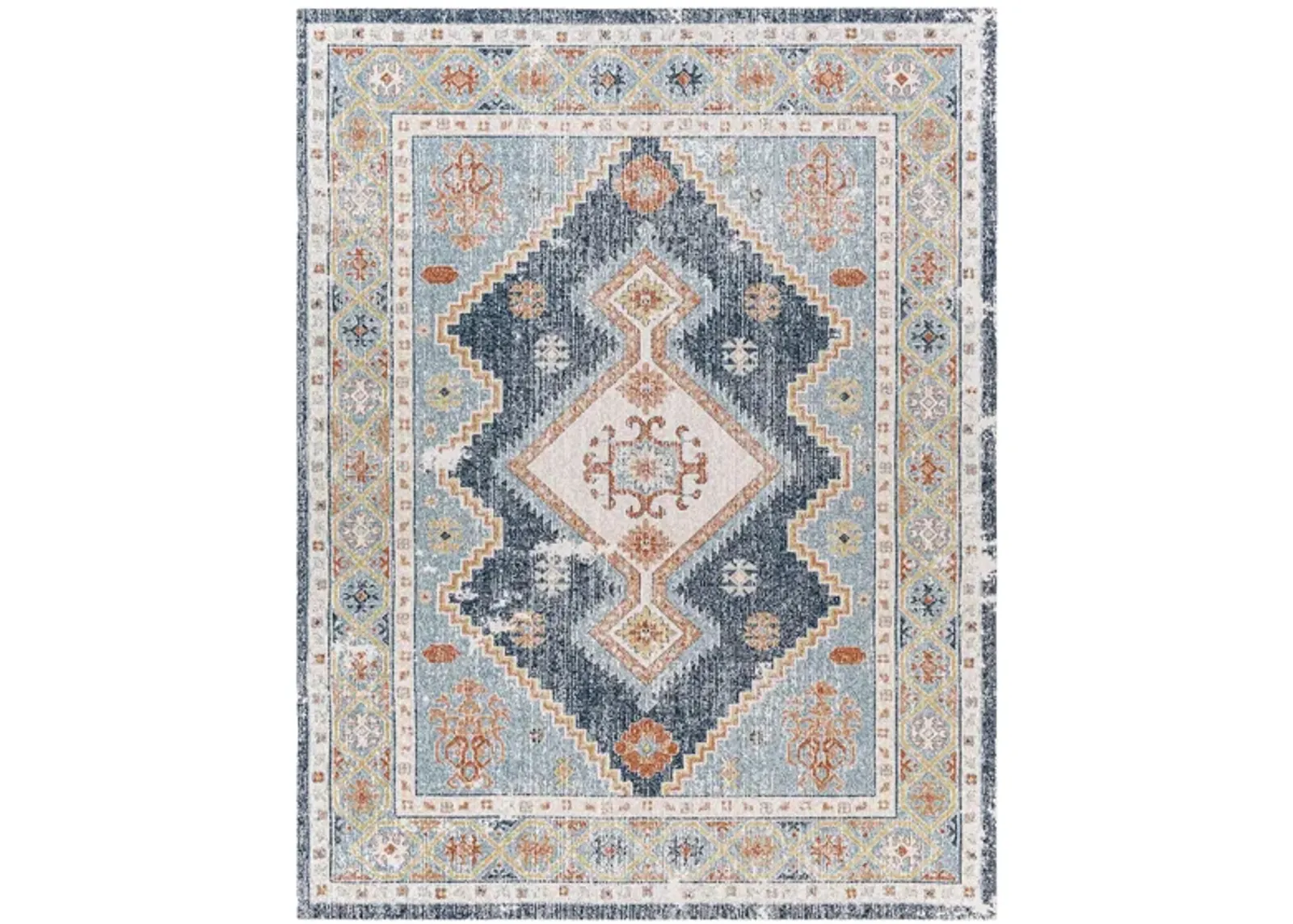 Huntington Beach Bohemian Indoor/Outdoor Area Rug in Navy, Denim, Brick Red, Tan, Light Beige, Cream by Surya