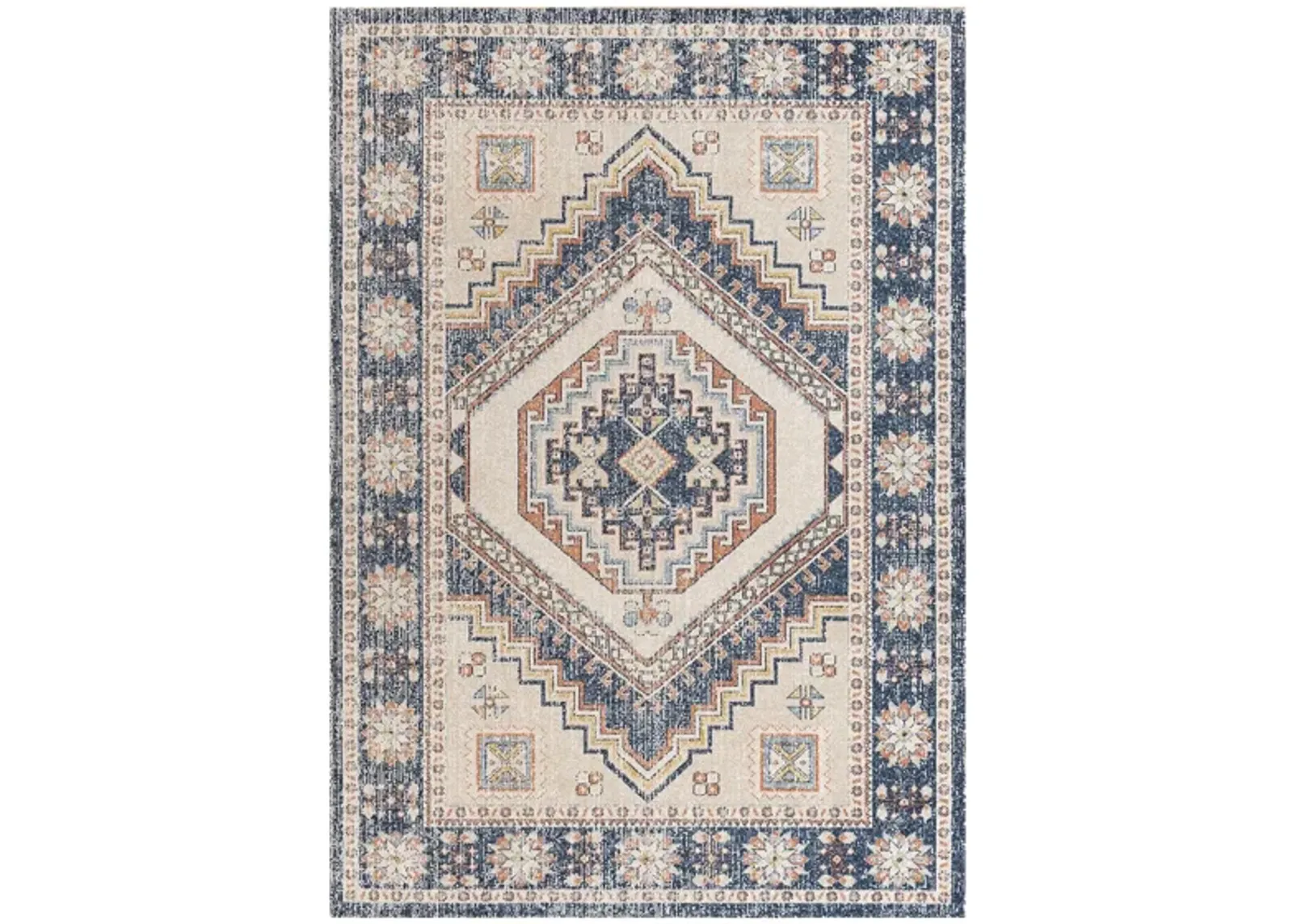 Huntington Beach Roma Indoor/Outdoor Area Rug in Navy, Brick Red, Denim, Tan, Light Beige, Cream by Surya