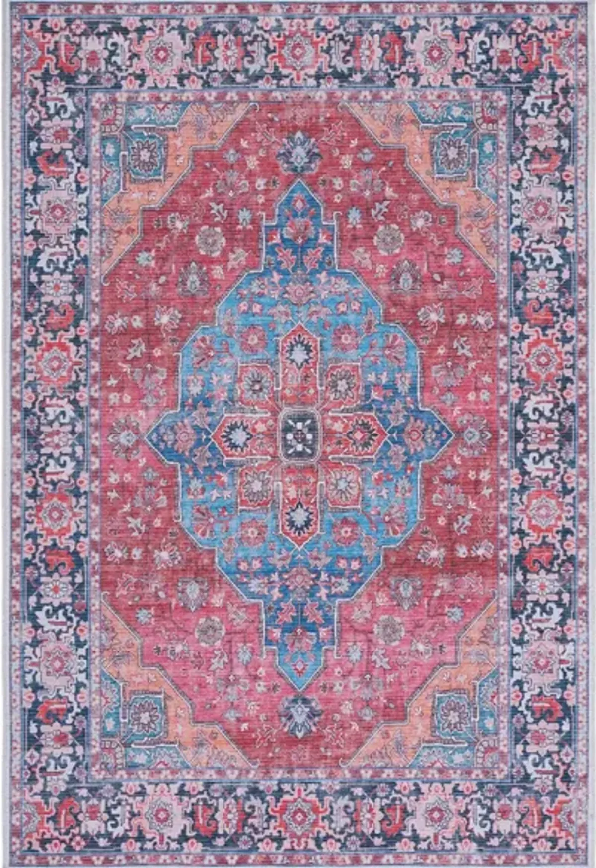 Serapi Area Rug in Blue & Rust by Safavieh